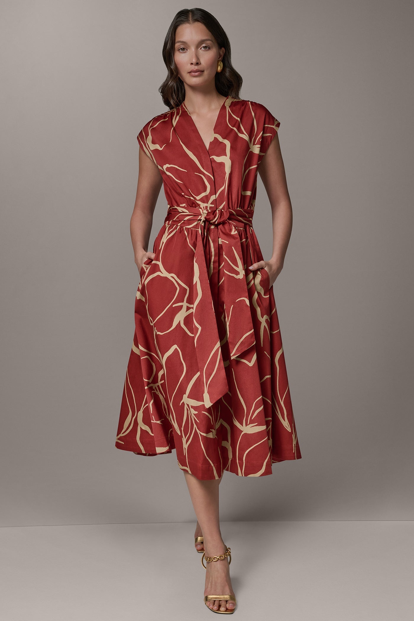 Donna Karan | SLEEVELESS PRINT MIDI DRESS