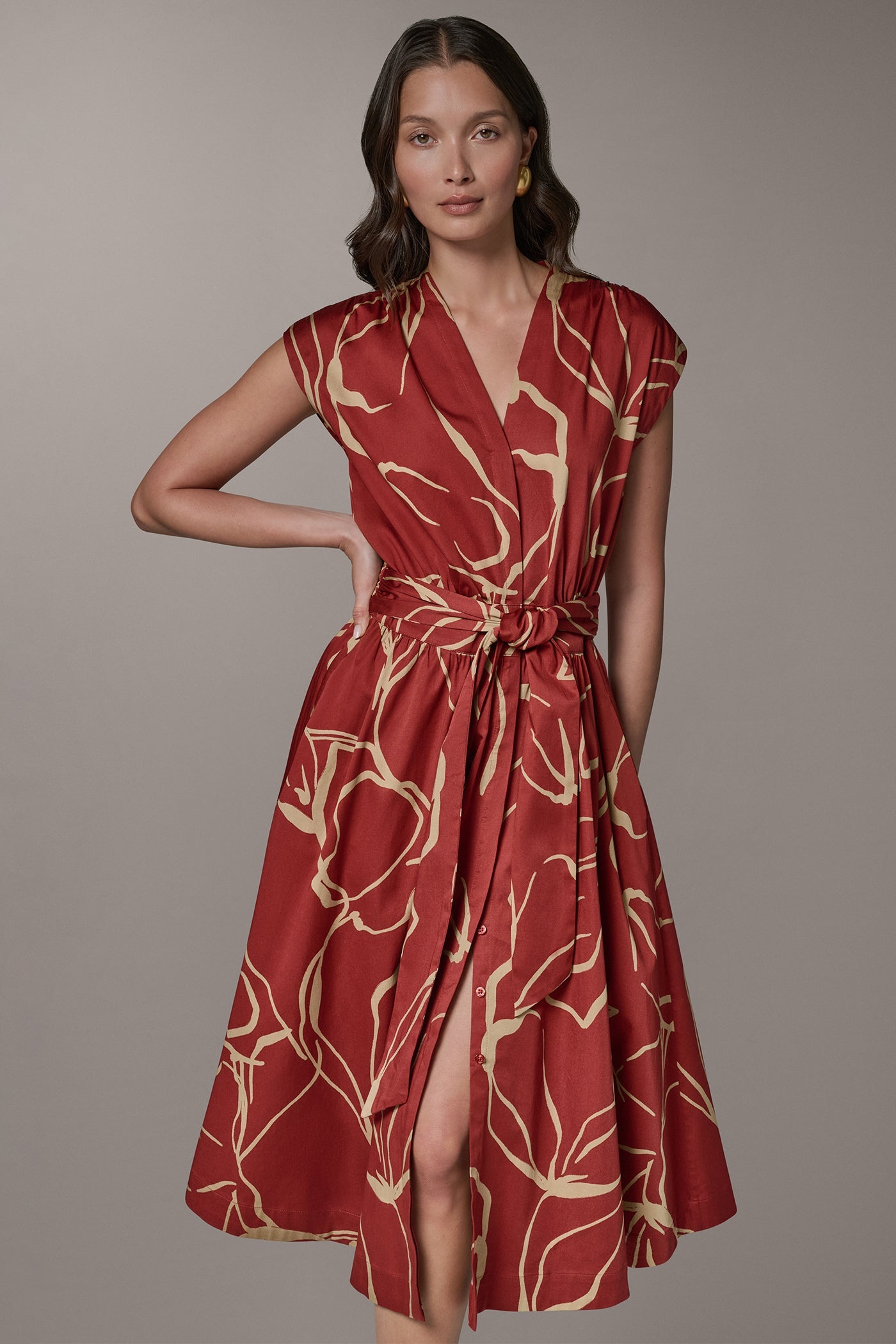 Donna Karan | SLEEVELESS PRINT MIDI DRESS