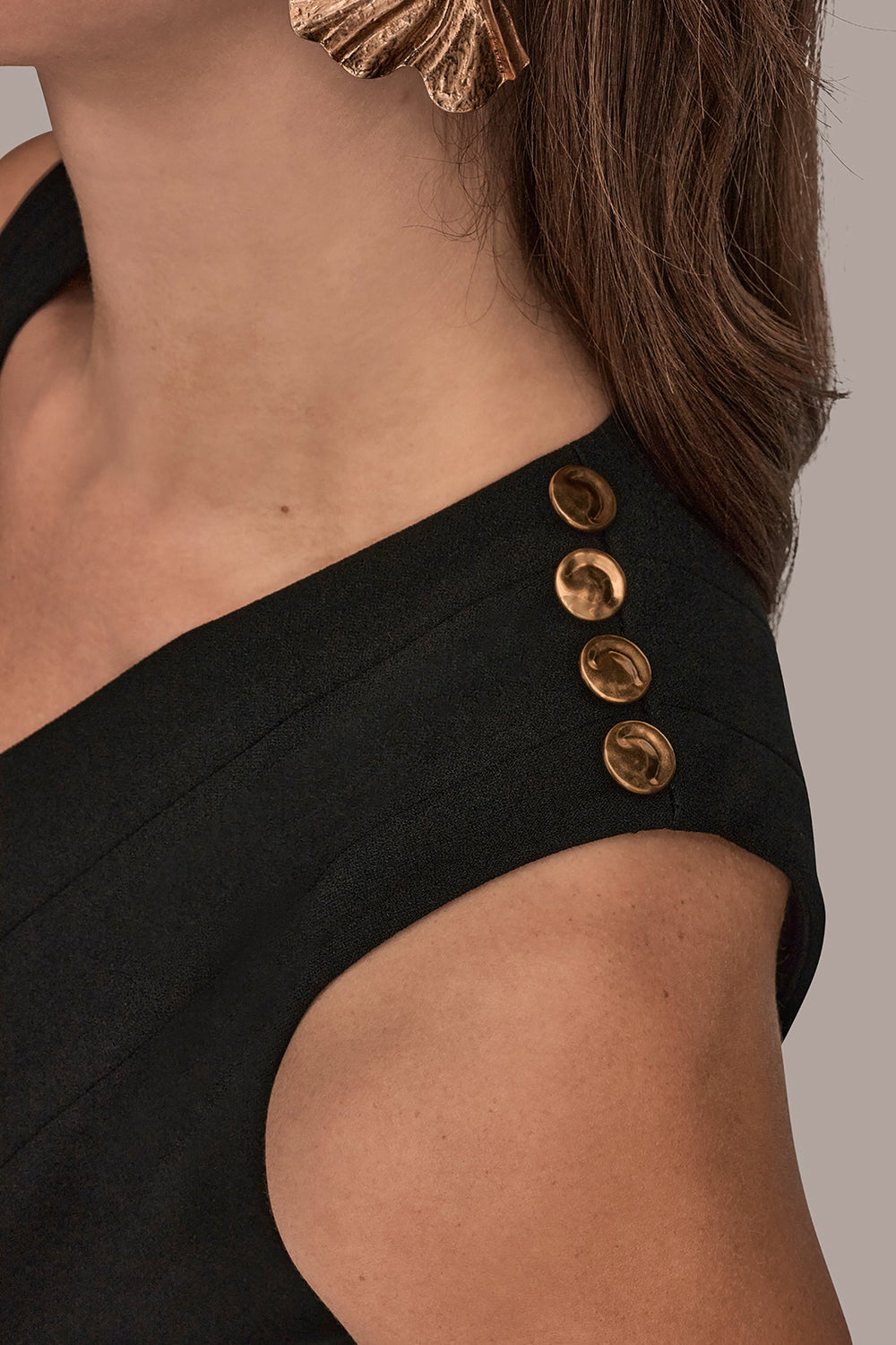Donna Karan | SLEEVELESS BUTTON MIDI FIT AND FLARE DRESS