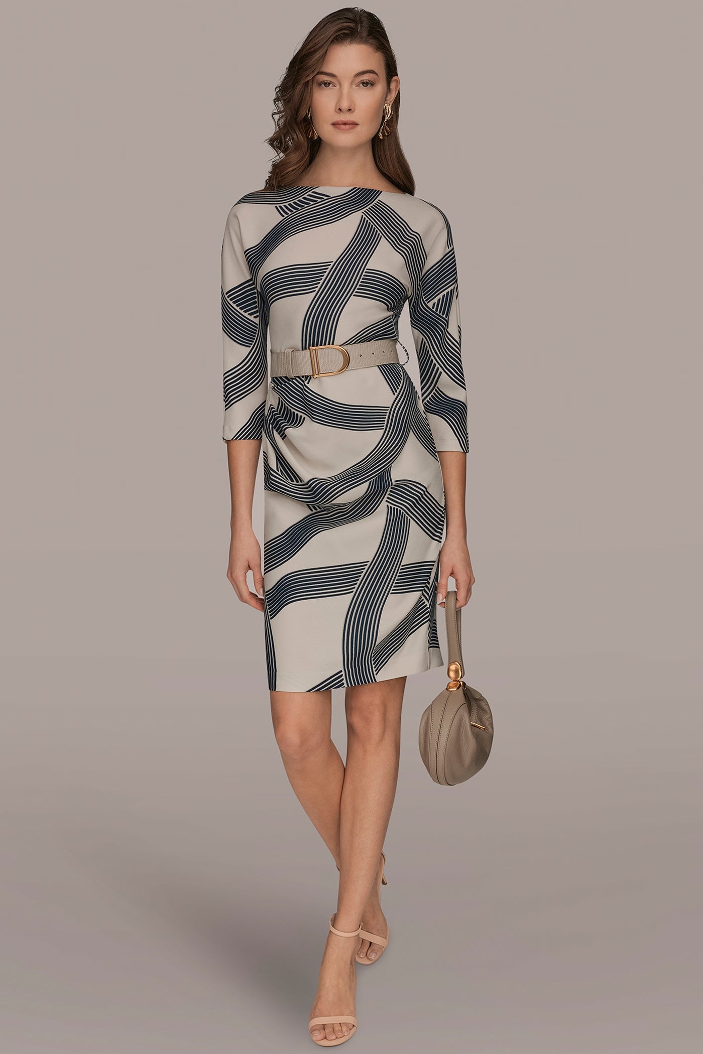 Donna Karan | PRINTED 3/4 SLEEVE SHEATH DRESS