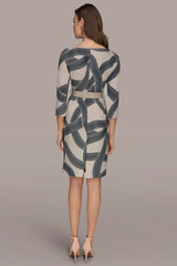 Donna Karan | PRINTED 3/4 SLEEVE SHEATH DRESS
