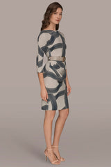 Donna Karan | PRINTED 3/4 SLEEVE SHEATH DRESS