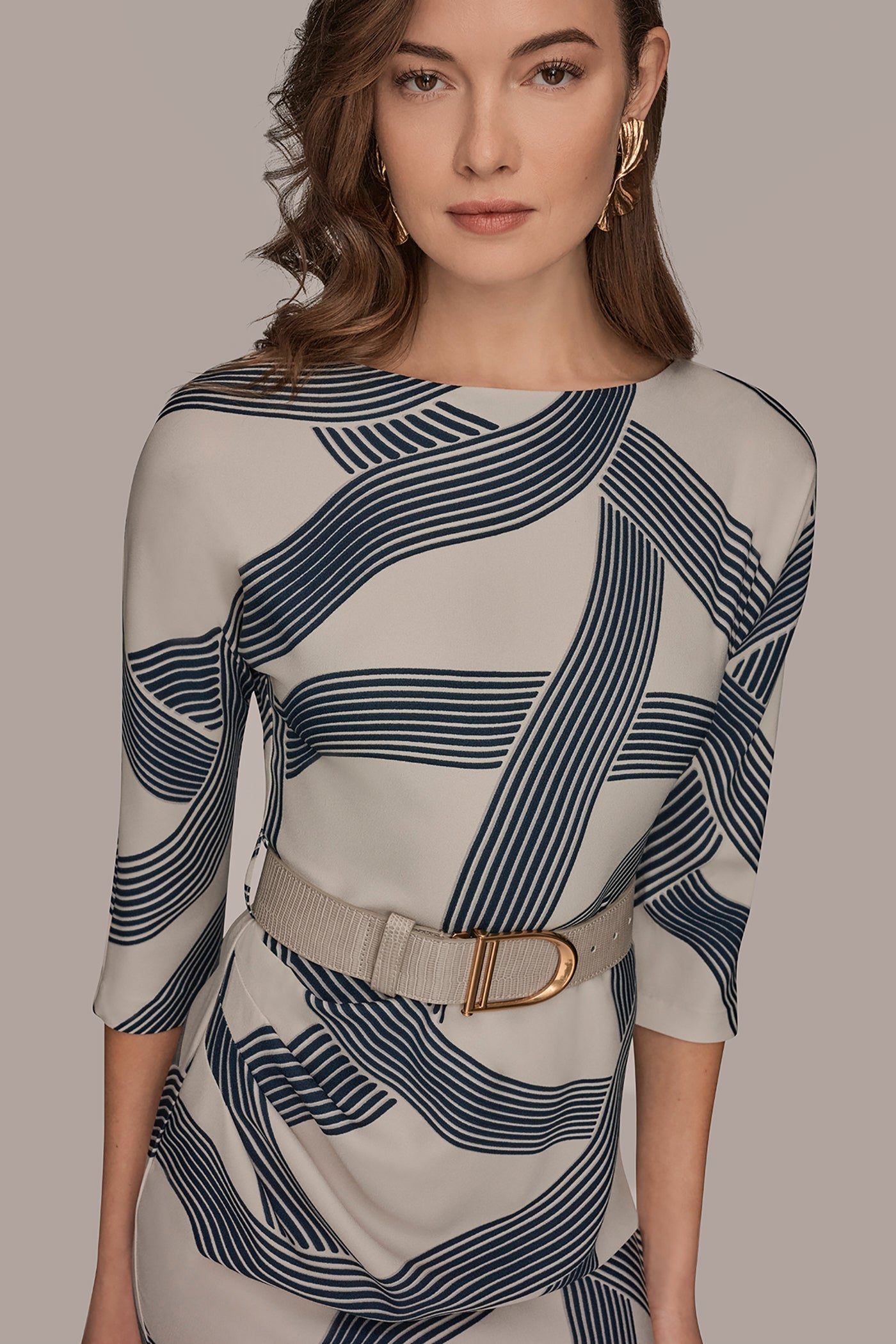 Donna Karan | PRINTED 3/4 SLEEVE SHEATH DRESS