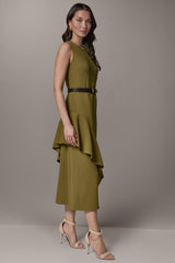 Donna Karan | SLEEVELESS RUFFLE MIDI HI-LOW DRESS