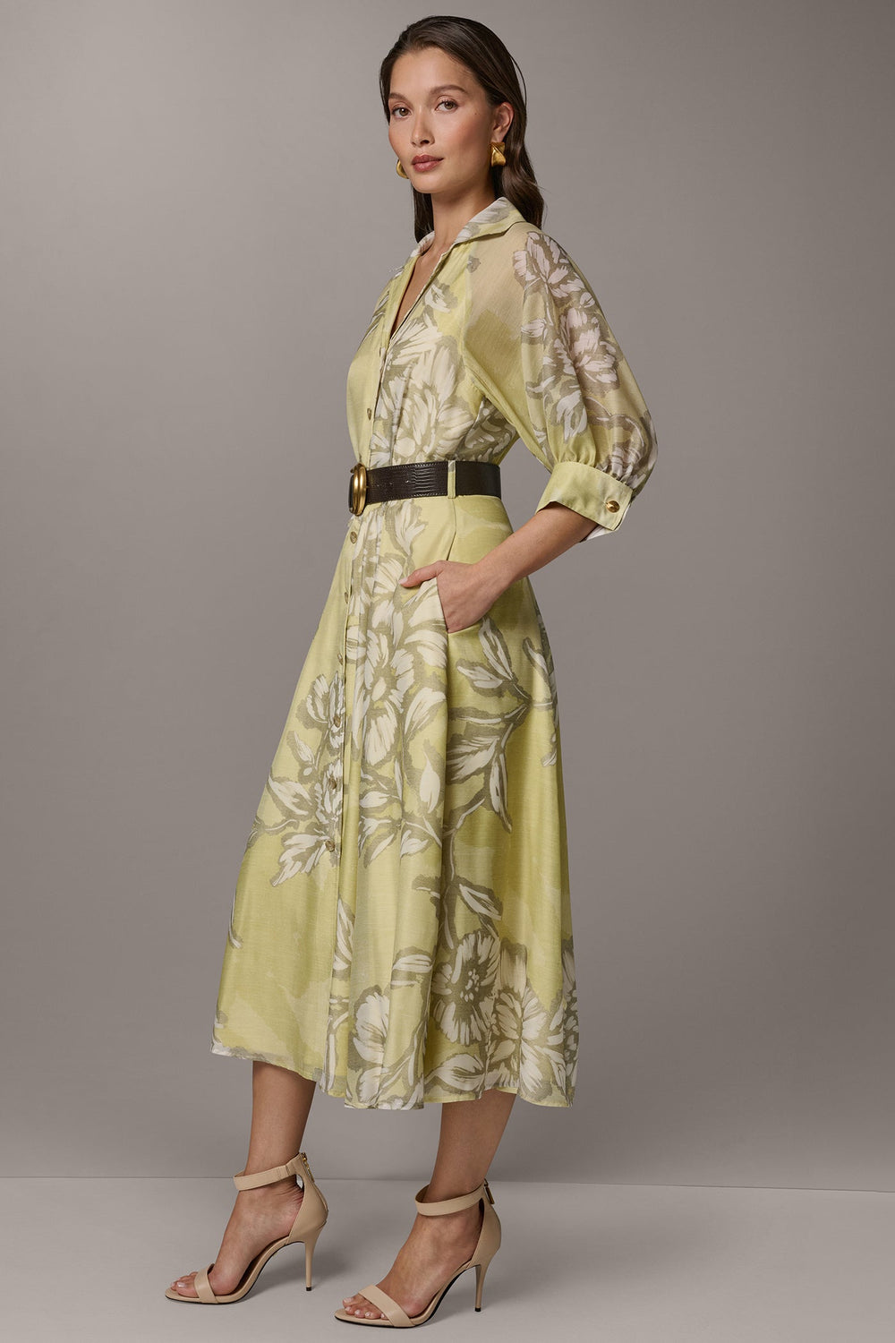 Donna Karan | PUFF SLEEVE MIDI SHIRT DRESS