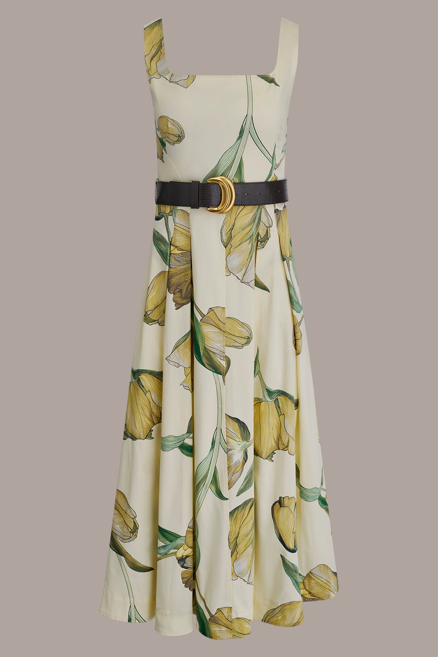 Donna Karan | COTTON-SATEEN PRINTED MIDI A-LINE DRESS