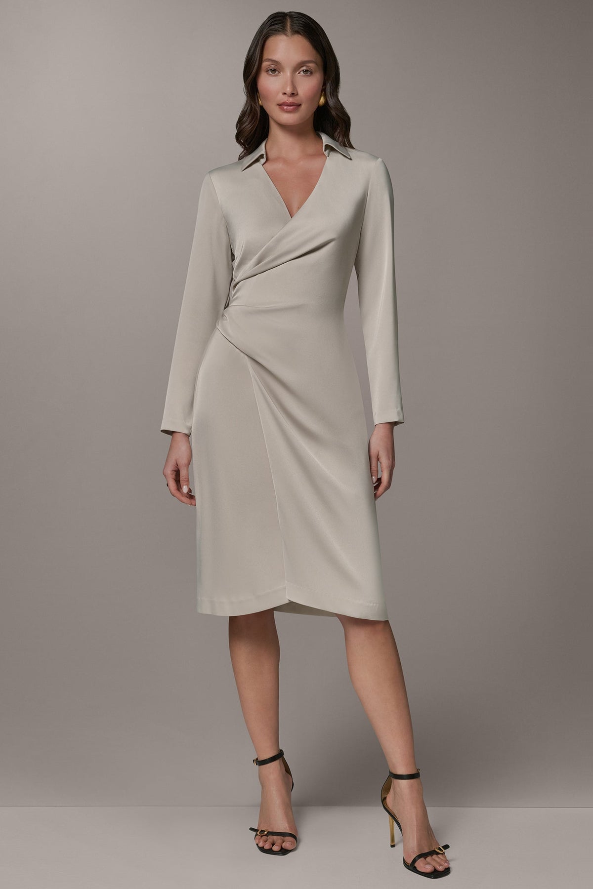 Donna Karan | LONG SLEEVE WRAP-EFFECT SHIRT DRESS