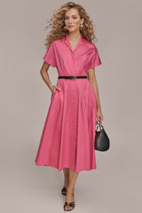 Donna Karan | SHORT SLEEVE BUTTON-FRONT SHIRT DRESS