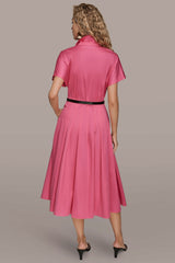 Donna Karan | SHORT SLEEVE BUTTON-FRONT SHIRT DRESS