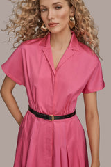 Donna Karan | SHORT SLEEVE BUTTON-FRONT SHIRT DRESS
