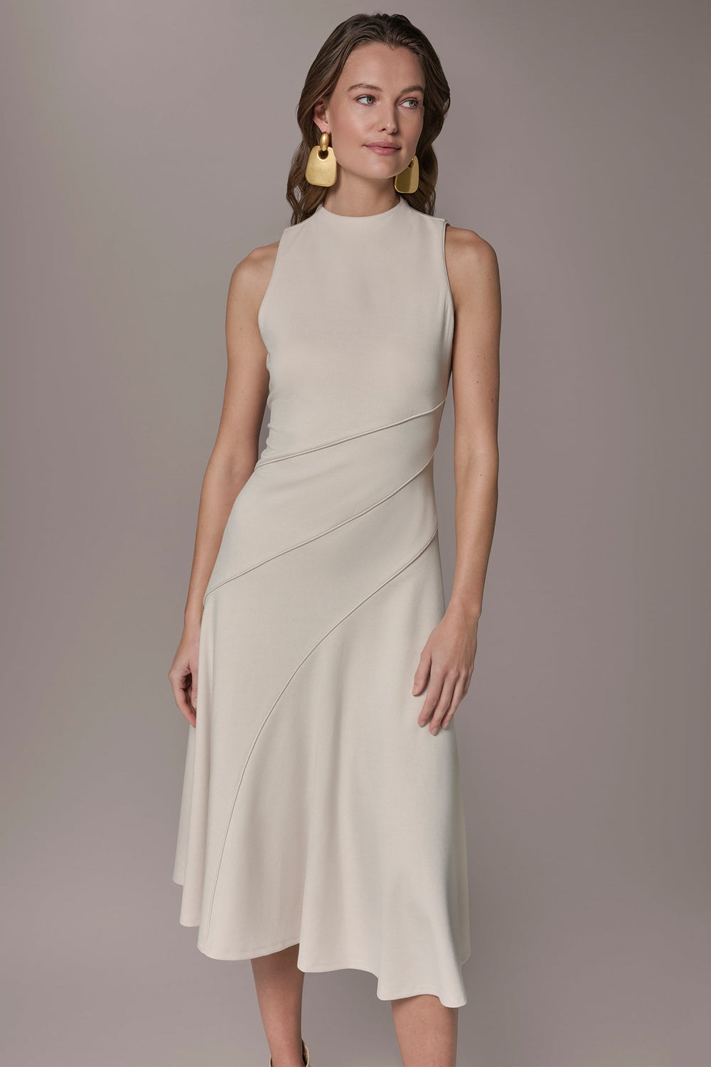 Donna Karan | DIAGONAL RIB MIDI A-LINE DRESS