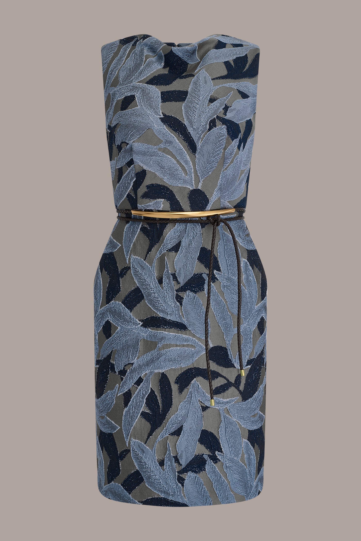 Donna Karan | JACQUARD SLEEVELESS COWL-NECK SHEATH DRESS