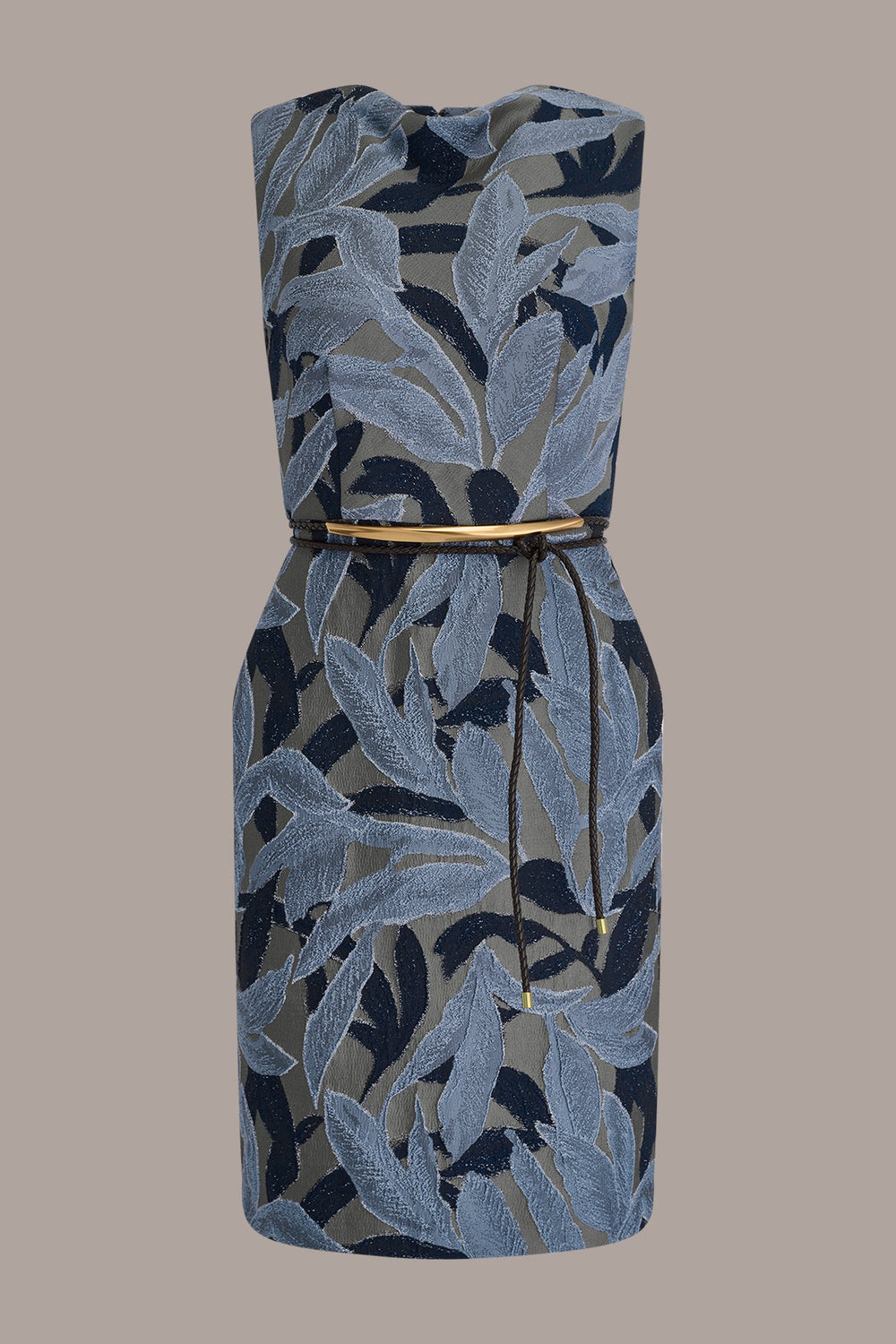 Donna Karan | JACQUARD SLEEVELESS COWL-NECK SHEATH DRESS