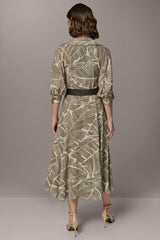 Donna Karan | ABSTRACT BELTED A LINE MIDI SHIRT DRESS