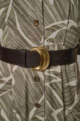 Donna Karan | ABSTRACT BELTED A LINE MIDI SHIRT DRESS