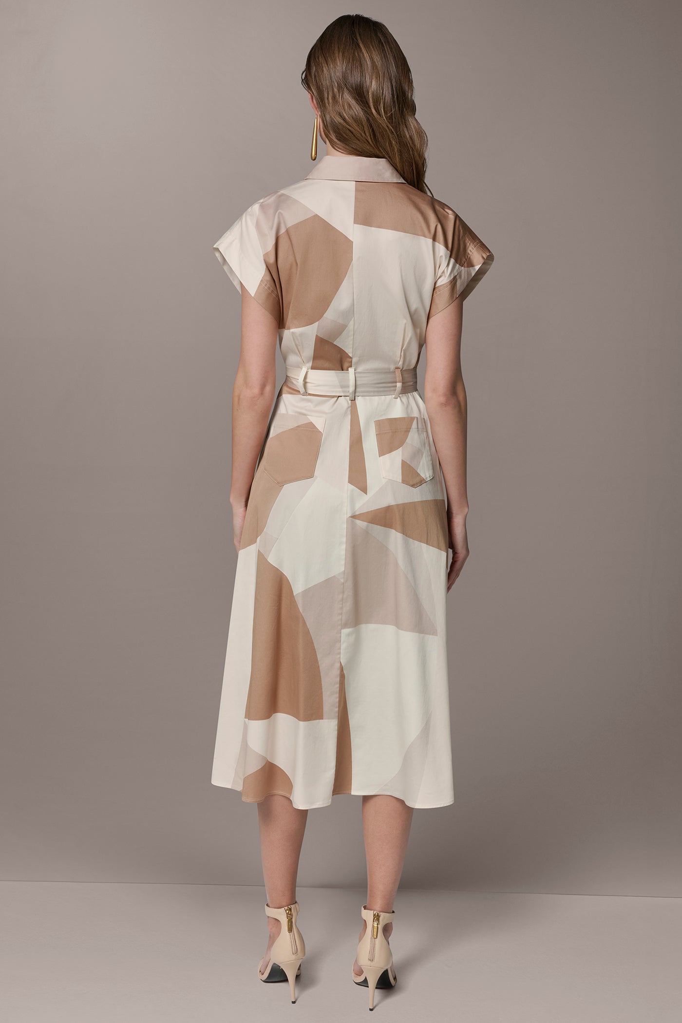 Donna Karan | COTTON-SATEEN PRINTED MIDI SHIRT DRESS