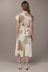 Donna Karan | COTTON-SATEEN PRINTED MIDI SHIRT DRESS