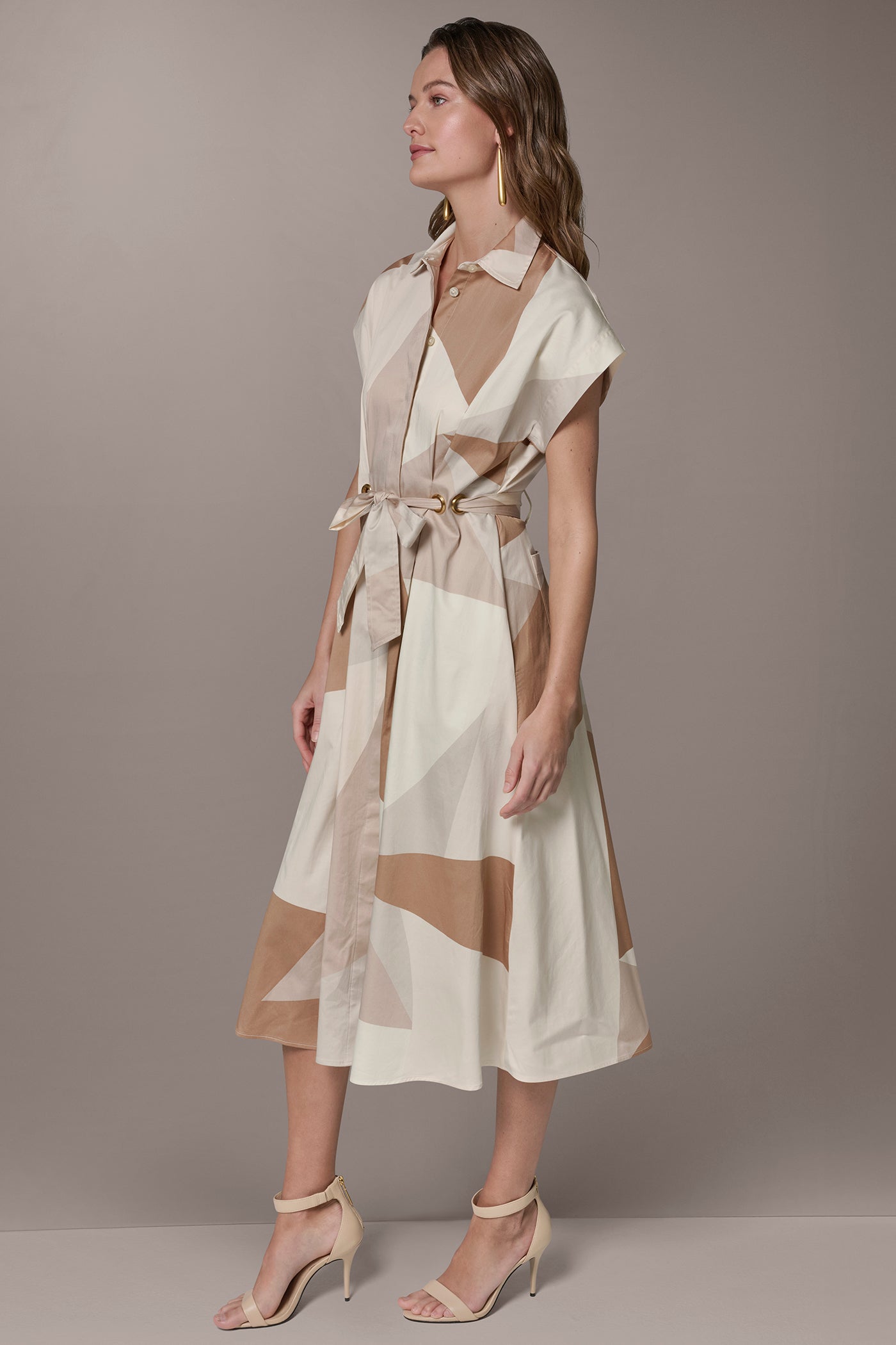 Donna Karan | COTTON-SATEEN PRINTED MIDI SHIRT DRESS