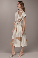 Donna Karan | COTTON-SATEEN PRINTED MIDI SHIRT DRESS
