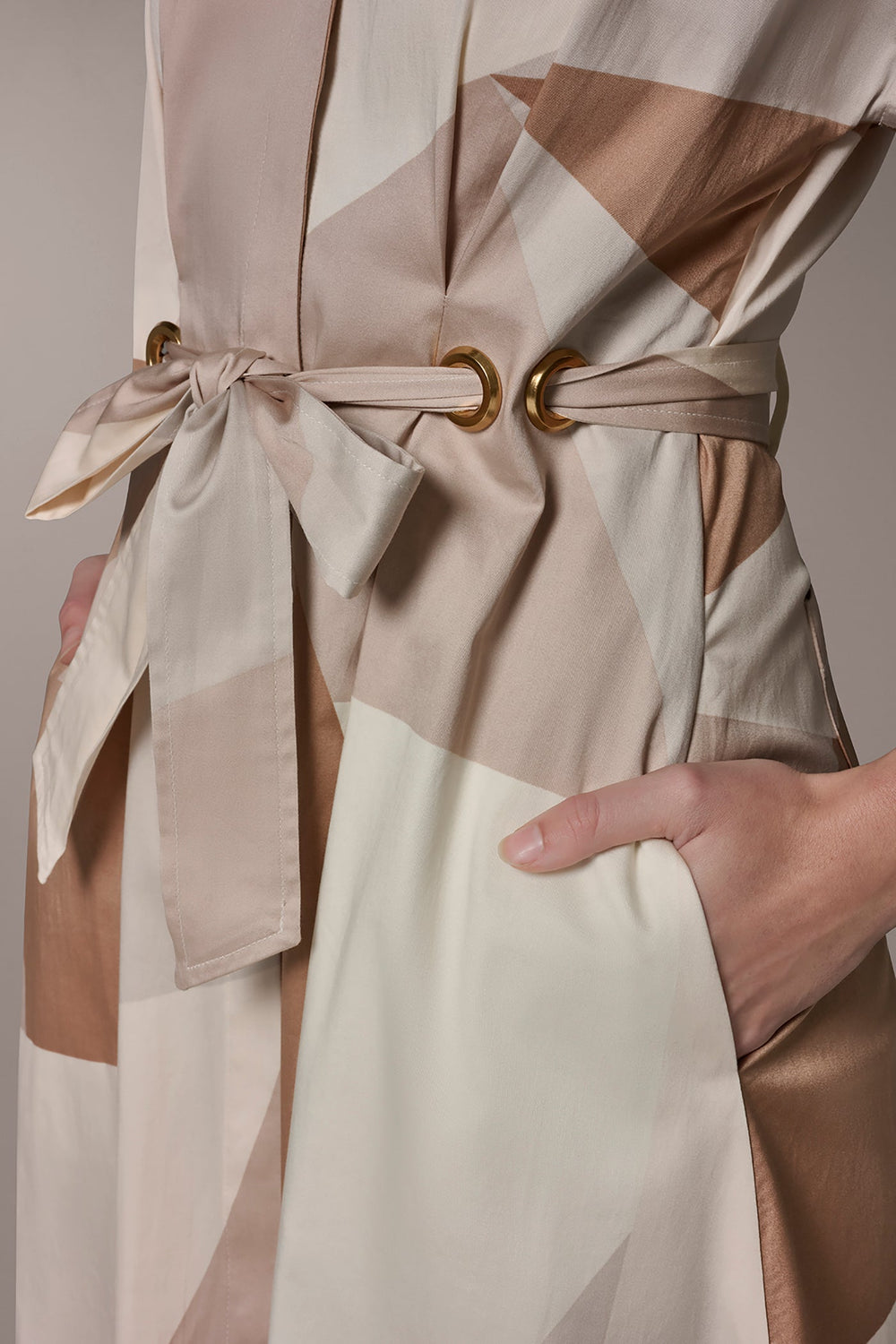 Donna Karan | COTTON-SATEEN PRINTED MIDI SHIRT DRESS