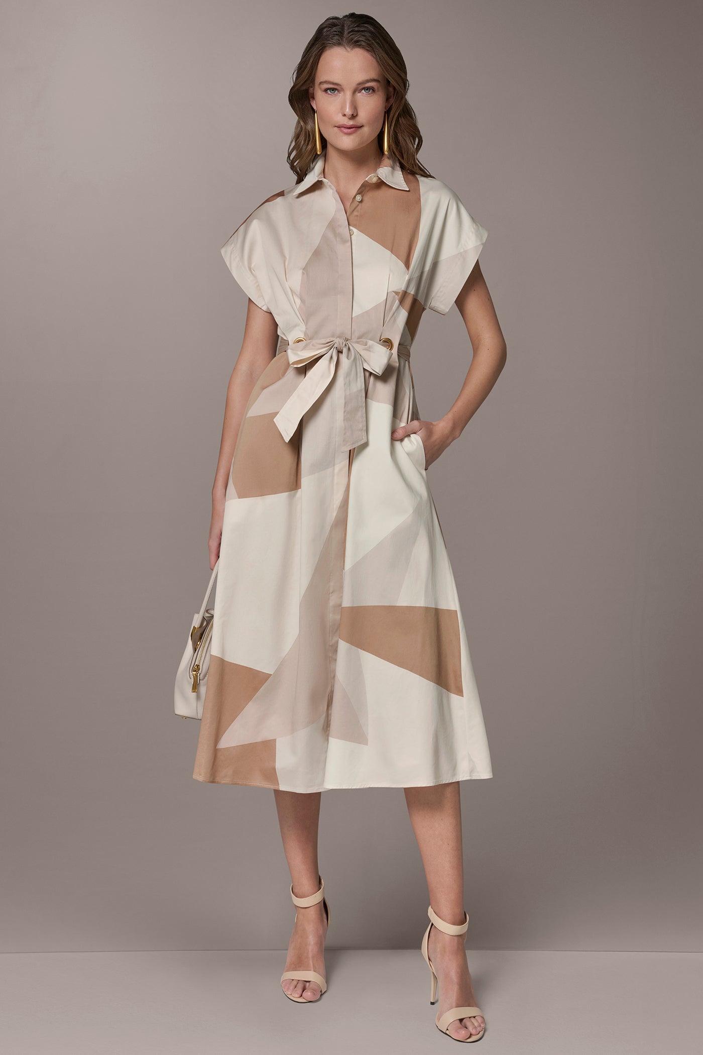 Donna Karan | COTTON-SATEEN PRINTED MIDI SHIRT DRESS