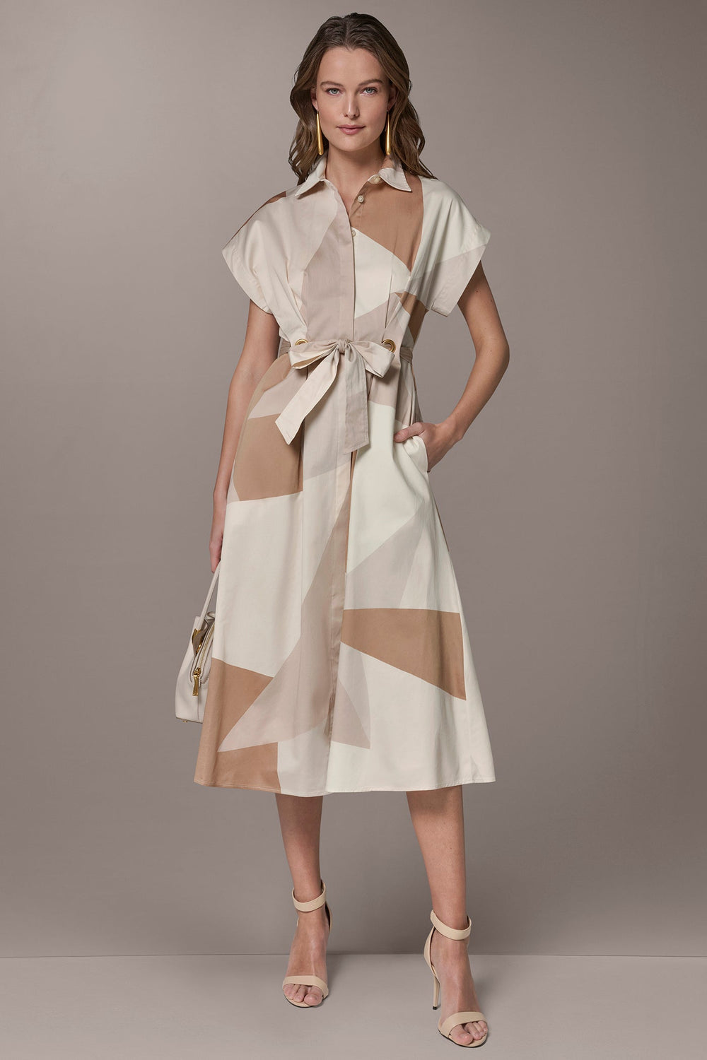 Donna Karan | COTTON-SATEEN PRINTED MIDI SHIRT DRESS