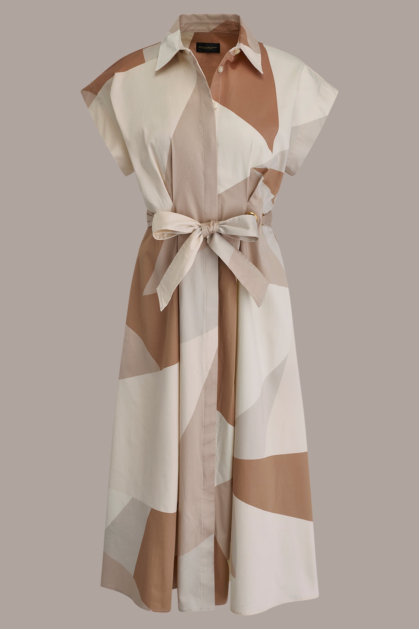 Donna Karan | COTTON-SATEEN PRINTED MIDI SHIRT DRESS