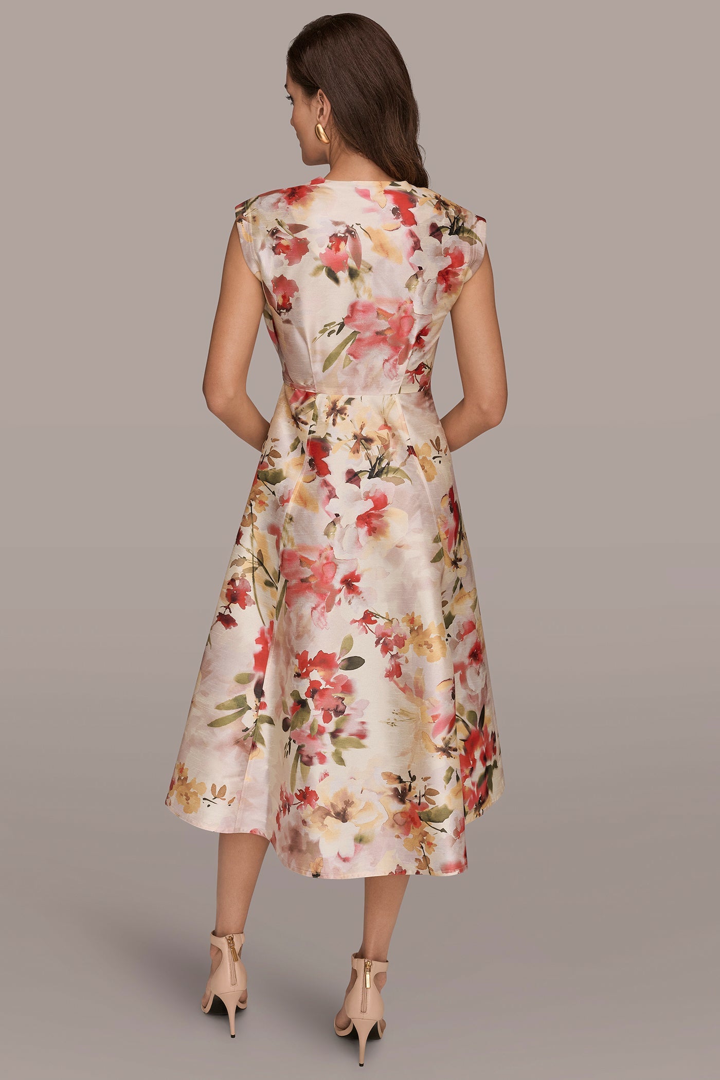 Donna Karan | DUPIONI FLORAL WRAP DRESS