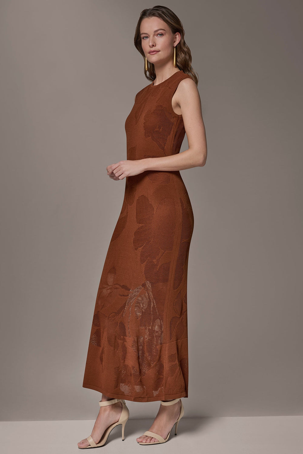 Donna Karan | FLORAL-JACQUARD MIDI SWEATER DRESS