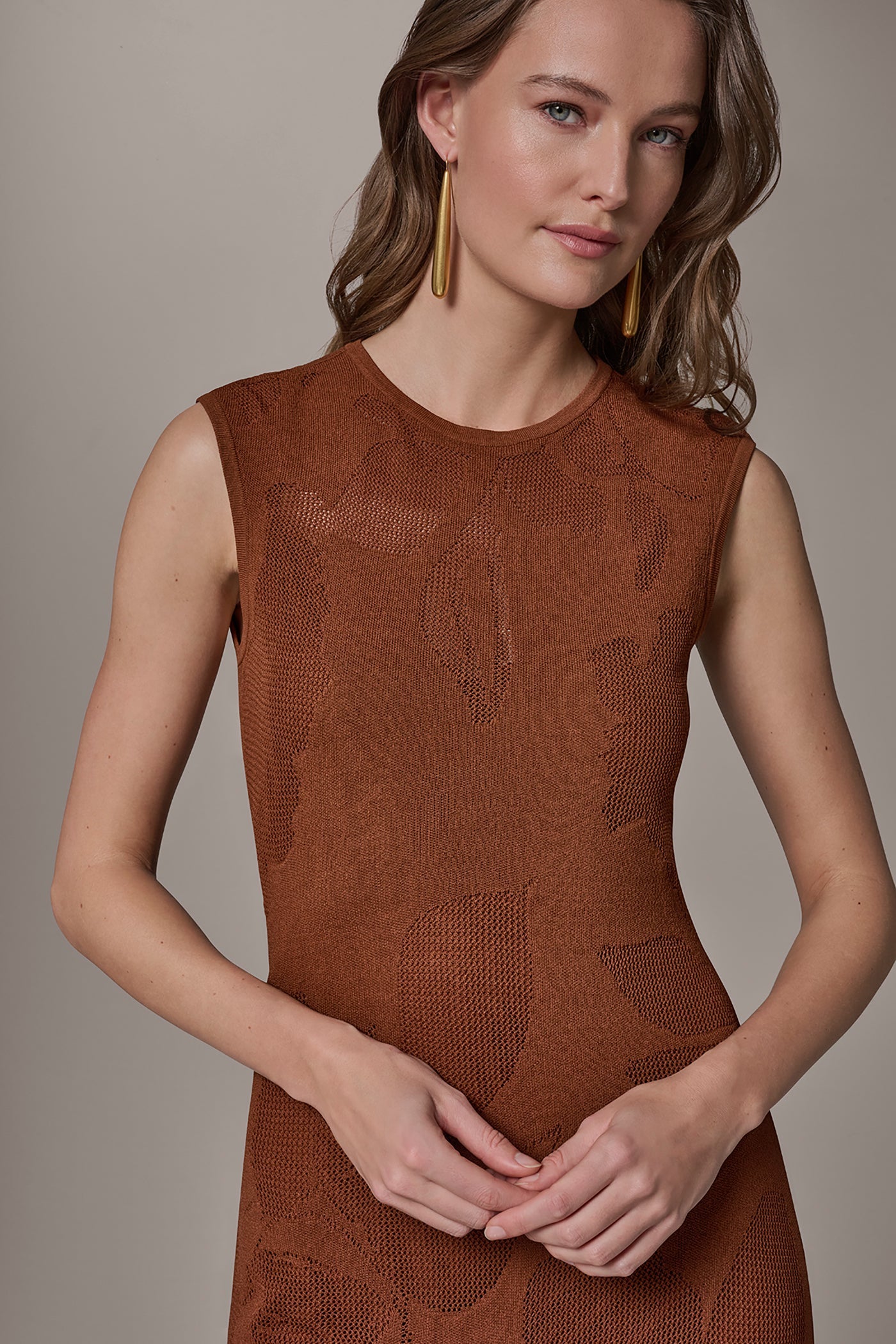 Donna Karan | FLORAL-JACQUARD MIDI SWEATER DRESS
