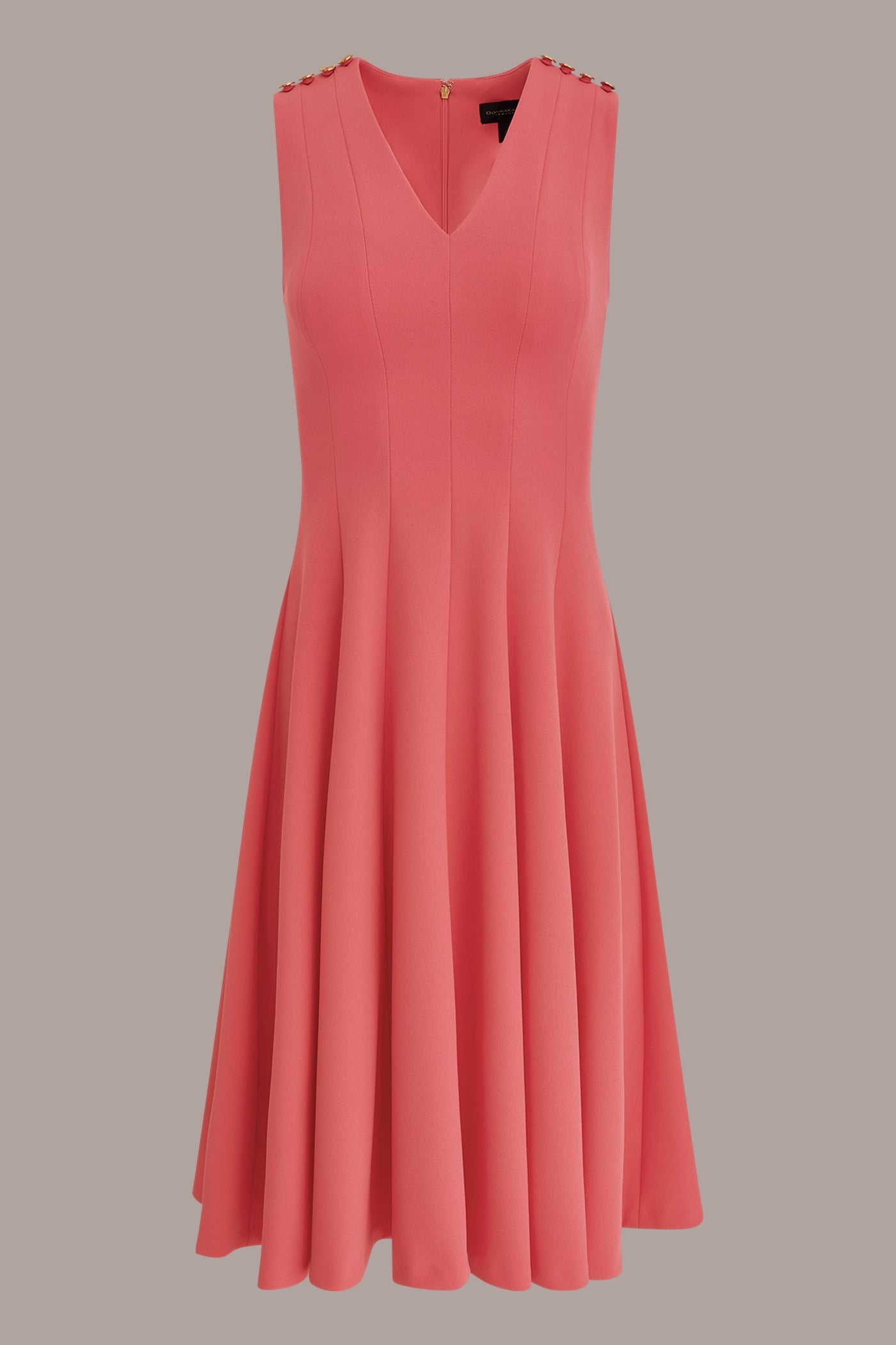 Donna Karan | SLEEVELESS BUTTON MIDI FIT AND FLARE DRESS