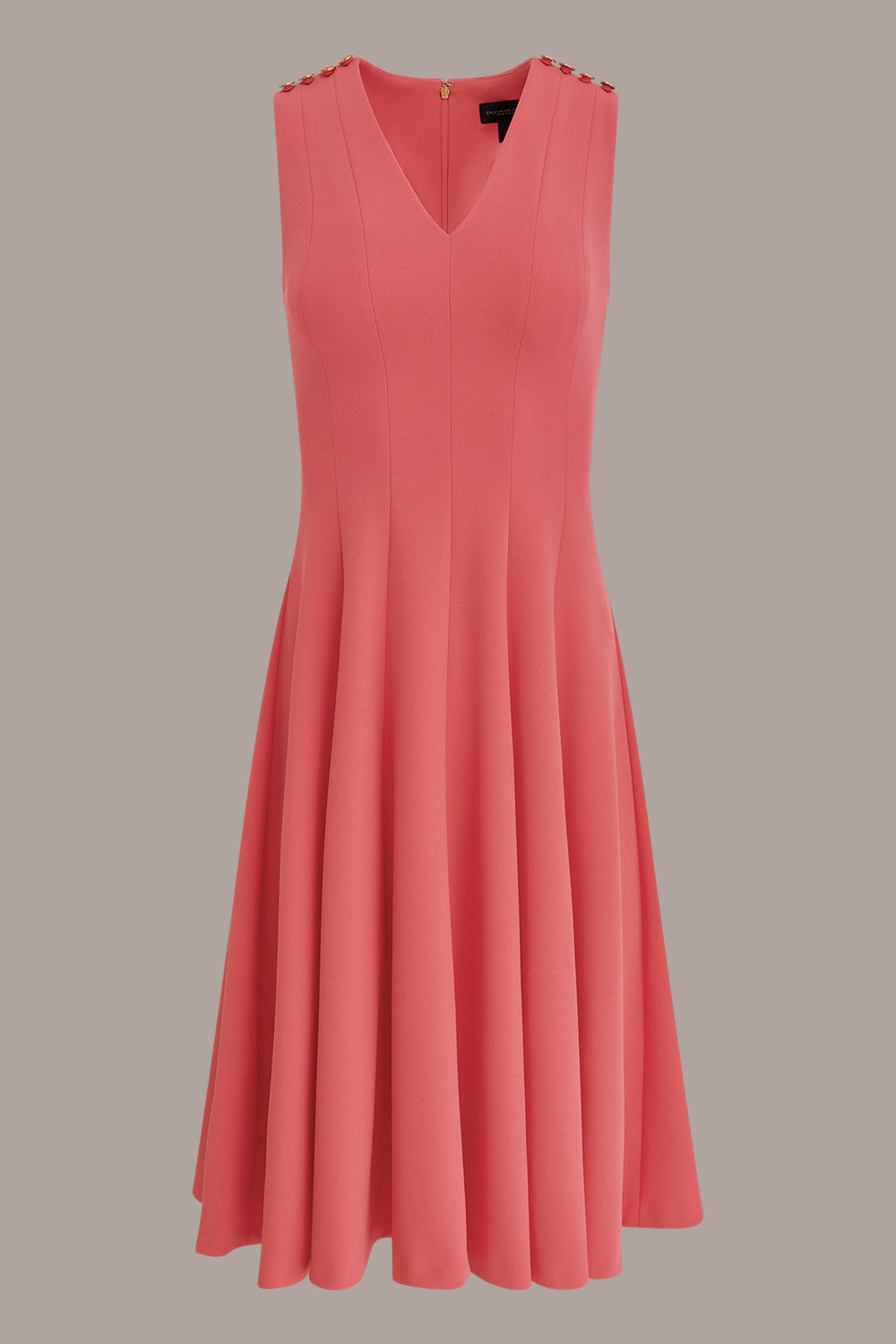 Donna Karan | SLEEVELESS BUTTON MIDI FIT AND FLARE DRESS