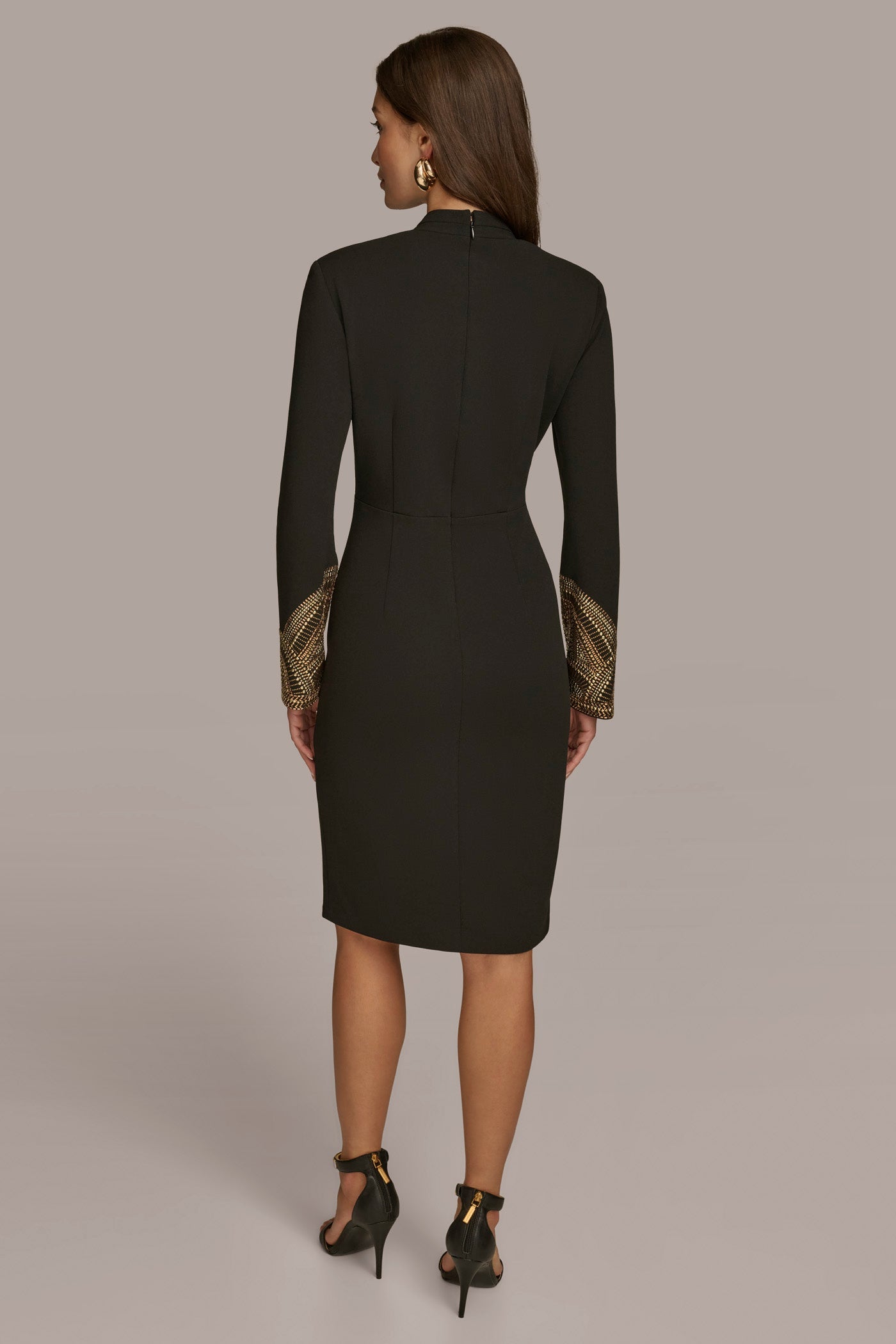 Donna Karan | LONG SLEEVE V-NECK SHEATH DRESS