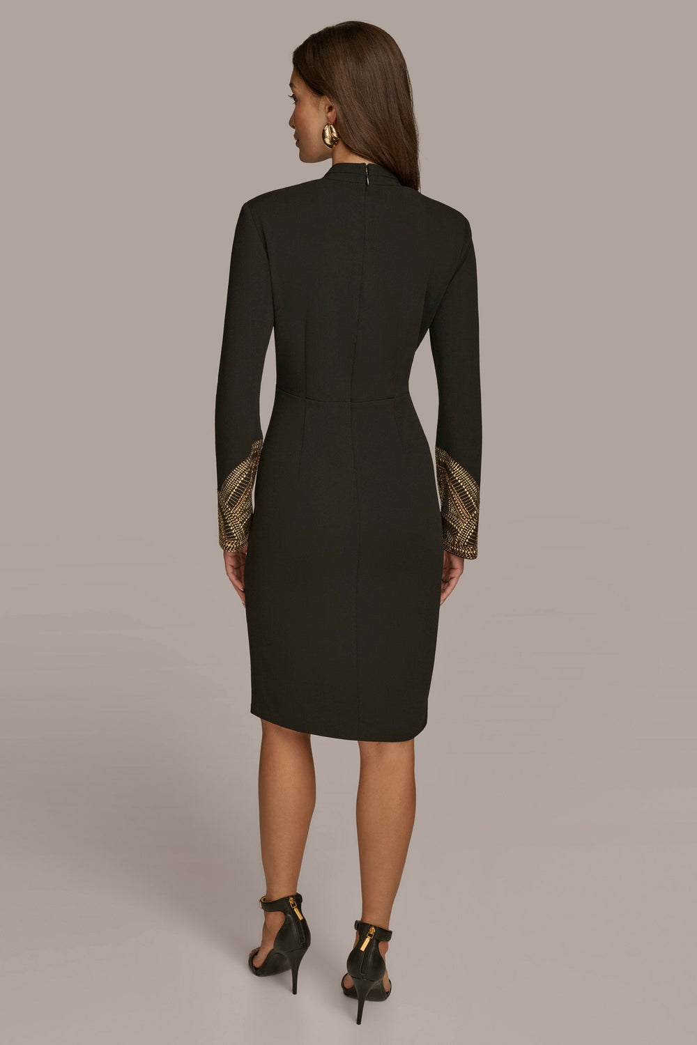 Donna Karan | LONG SLEEVE V-NECK SHEATH DRESS