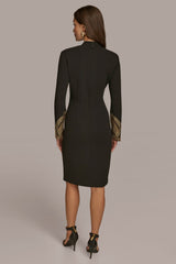 Donna Karan | LONG SLEEVE V-NECK SHEATH DRESS