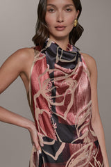 Donna Karan | SLEEVELESS COWL NECK MIDI A-LINE DRESS