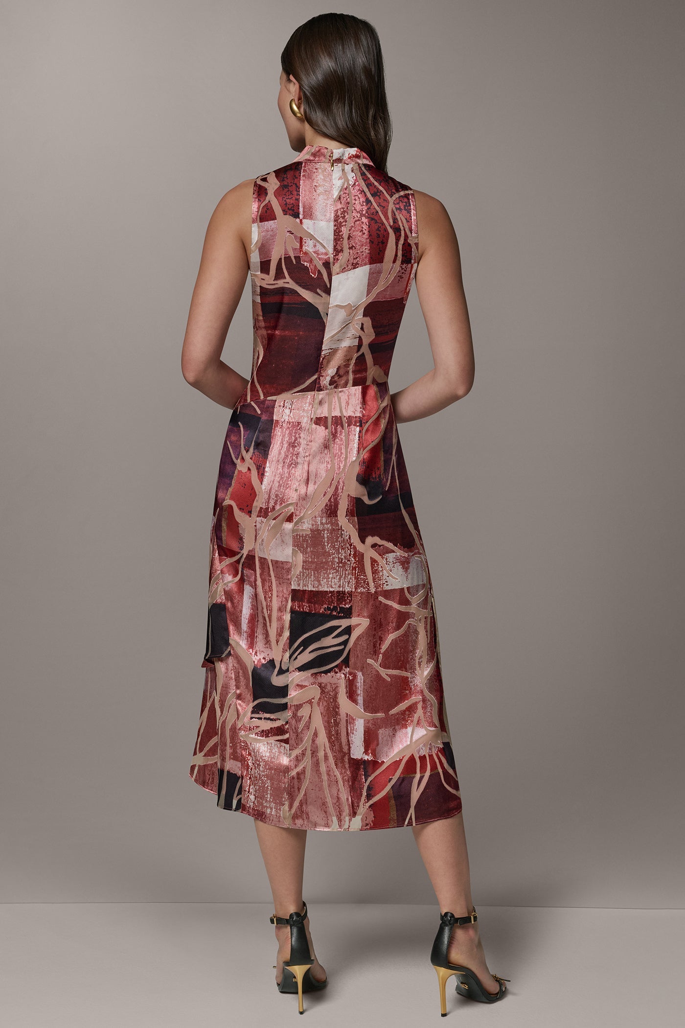 Donna Karan | SLEEVELESS COWL NECK MIDI A-LINE DRESS