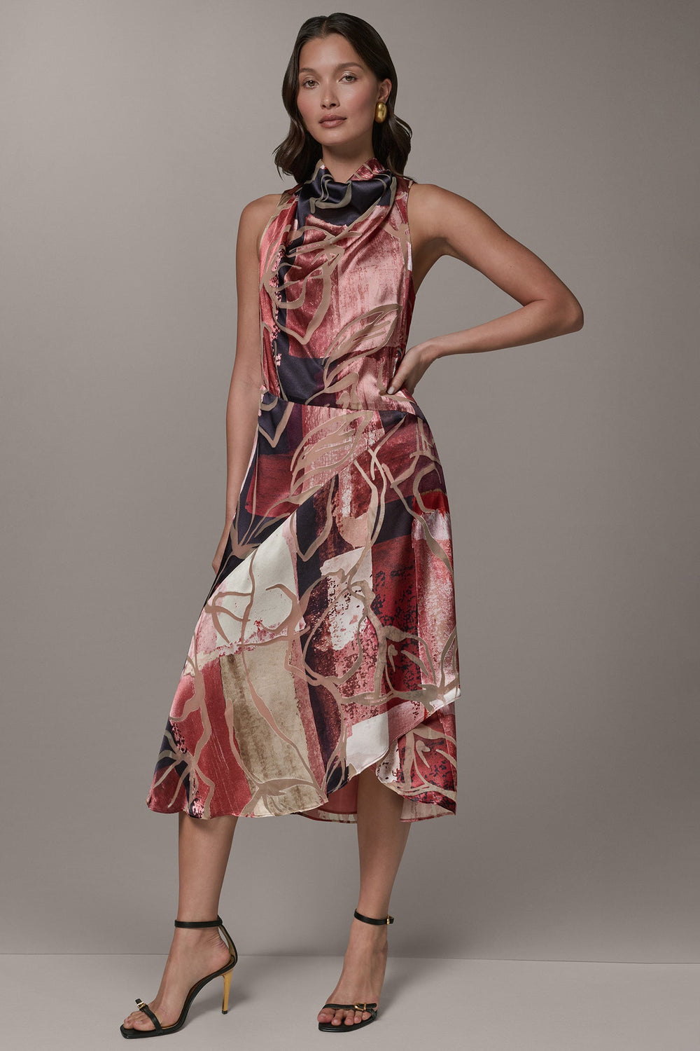 Donna Karan | SLEEVELESS COWL NECK MIDI A-LINE DRESS