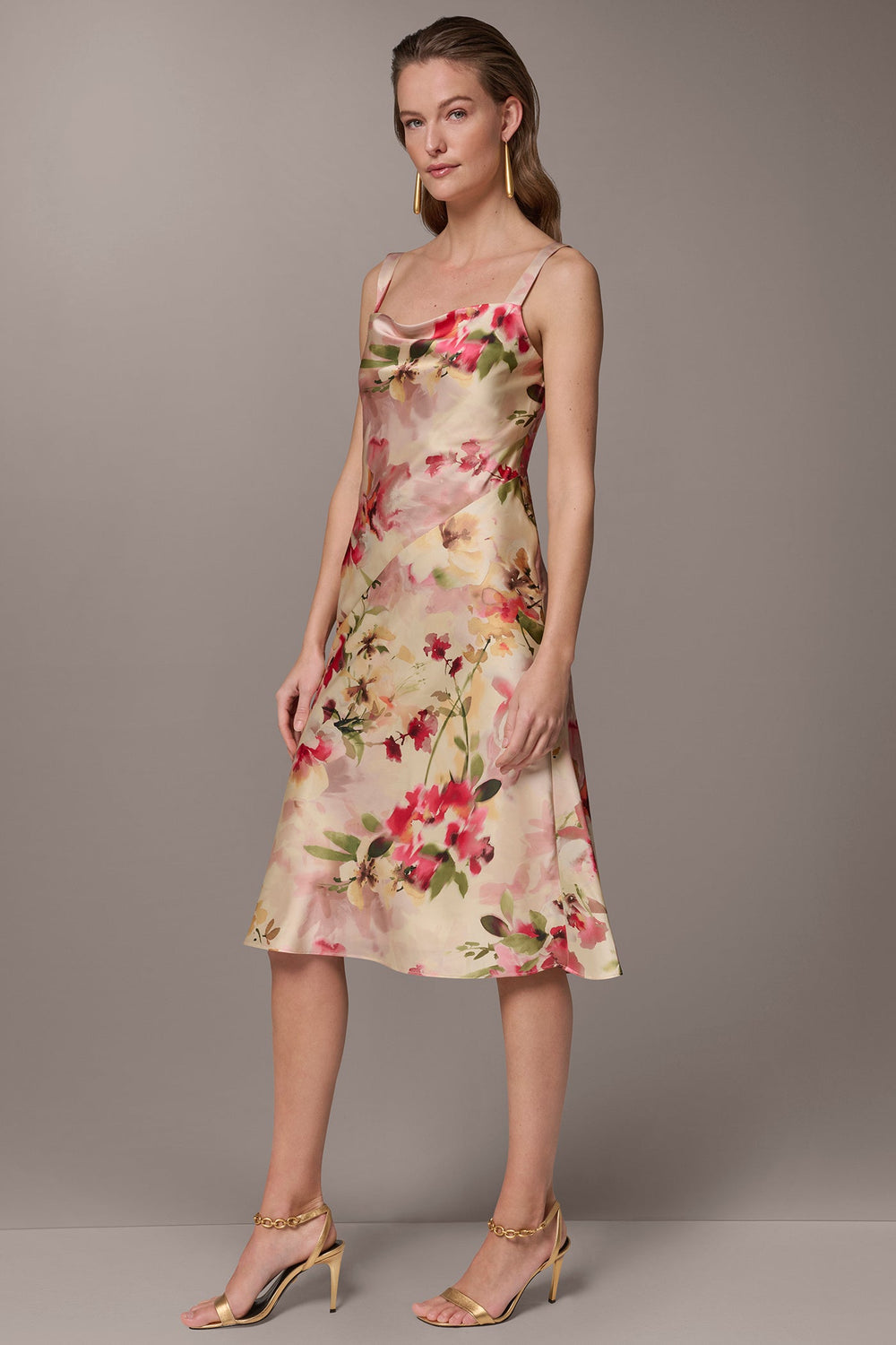 Donna Karan | CHARMEUSE FLORAL MIDI SLIP DRESS