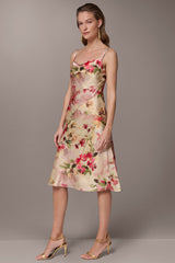 Donna Karan | CHARMEUSE FLORAL MIDI SLIP DRESS