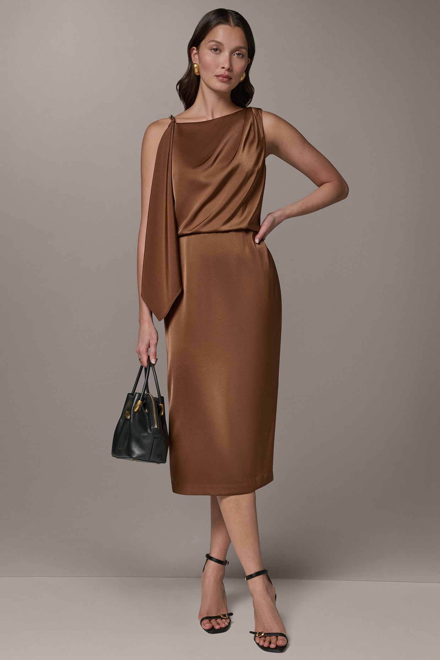 Donna Karan | SLEEVELESS ASYMMETRIC MIDI DRESS