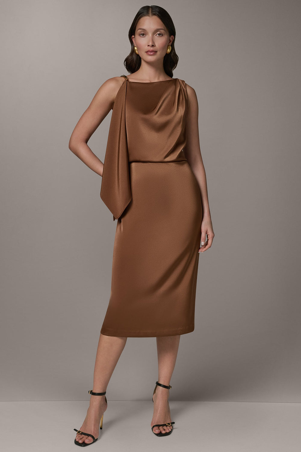 Donna Karan | SLEEVELESS ASYMMETRIC MIDI DRESS