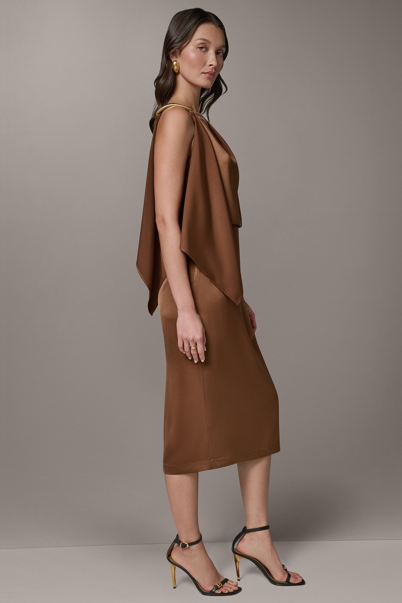 Donna Karan | SLEEVELESS ASYMMETRIC MIDI DRESS