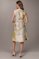 Donna Karan | FLORAL JACQUARD WRAP-EFFECT MIDI DRESS