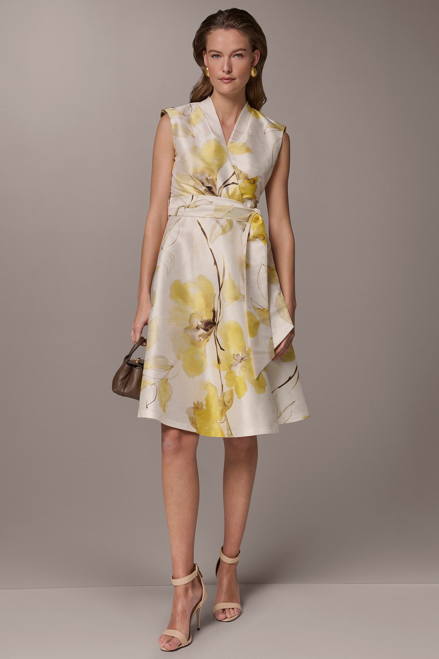 Donna Karan | FLORAL JACQUARD WRAP-EFFECT MIDI DRESS