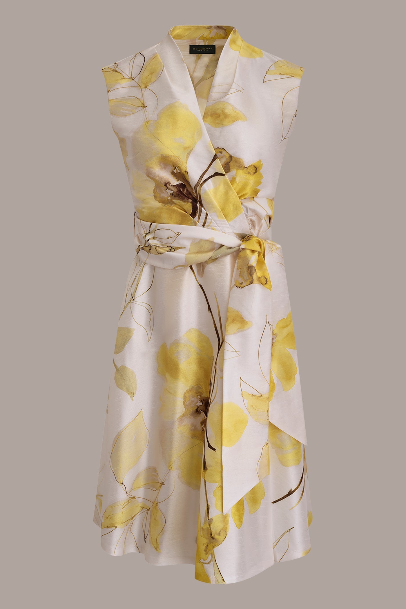 Donna Karan | FLORAL JACQUARD WRAP-EFFECT MIDI DRESS