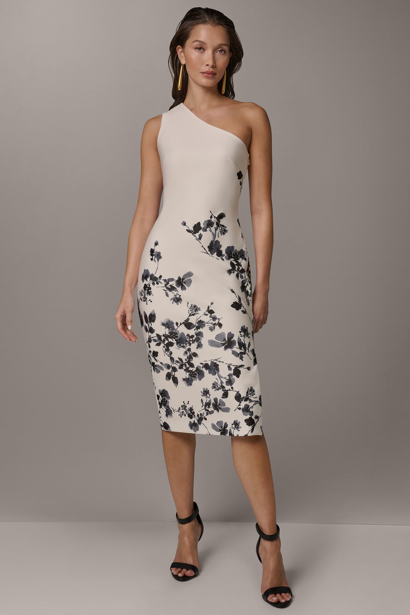 Donna Karan | FLORAL ONE-SHOULDER SHEATH DRESS