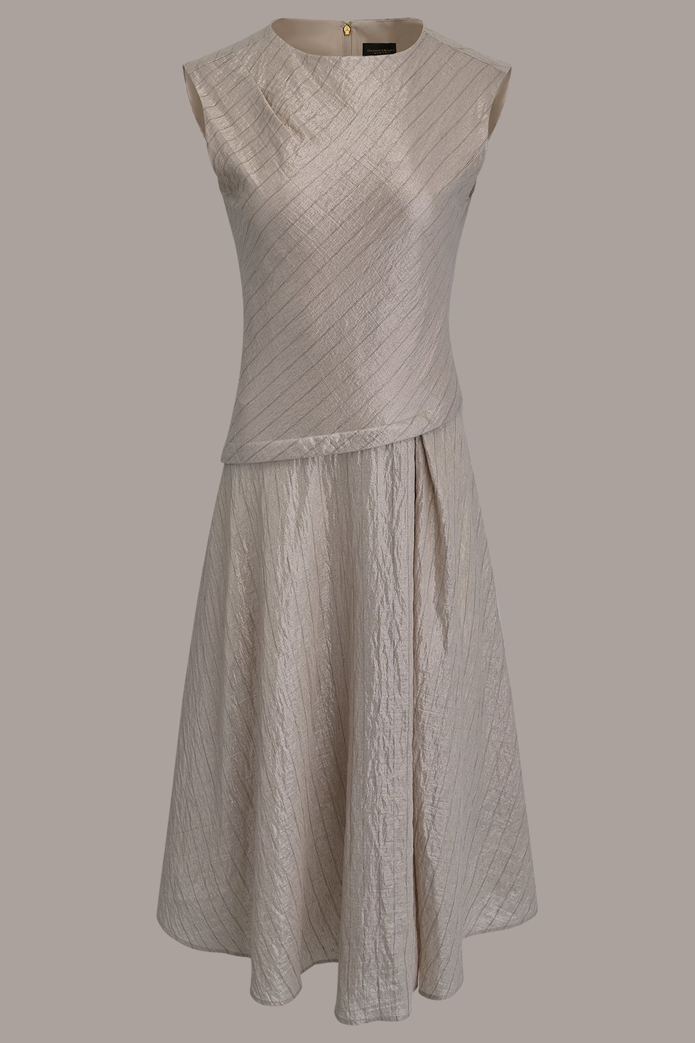 Donna Karan | CAP SLEEVE ASYMMETRIC MIDI FIT AND FLARE DRESS