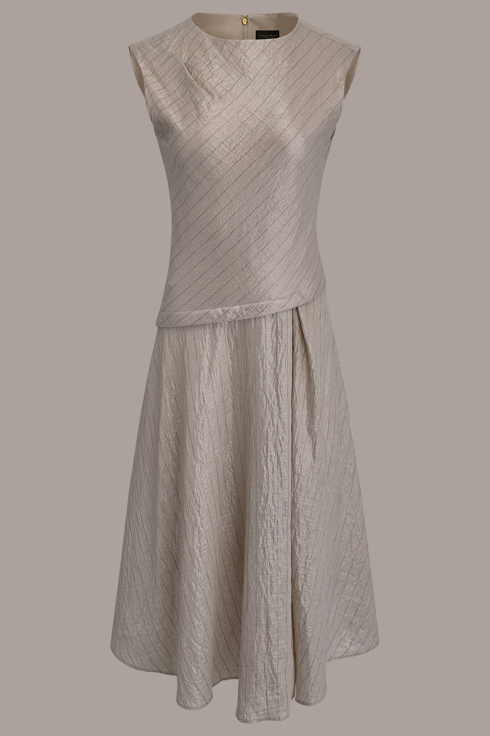Donna Karan | CAP SLEEVE ASYMMETRIC MIDI FIT AND FLARE DRESS
