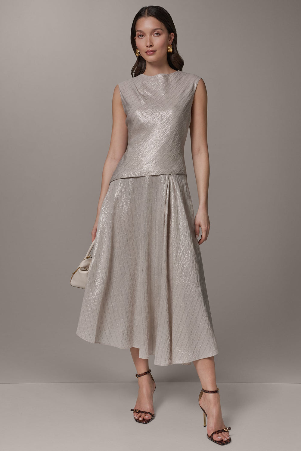 Donna Karan | CAP SLEEVE ASYMMETRIC MIDI FIT AND FLARE DRESS